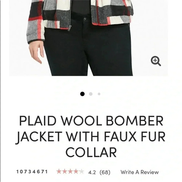 Torrid Plaid Checkered Wool Bomber Jacket Sz 2 (2X) - Picture 4 of 13
